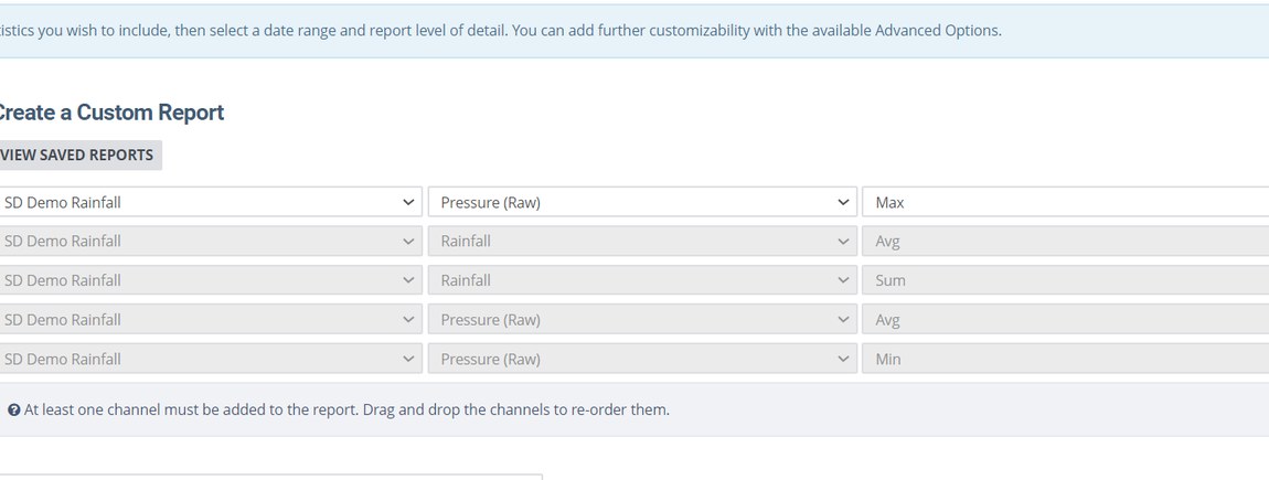Building a custom report from channels and per-channel statistics